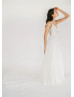 Spaghetti Straps Ivory Lace Chiffon Sweet Wedding Dress